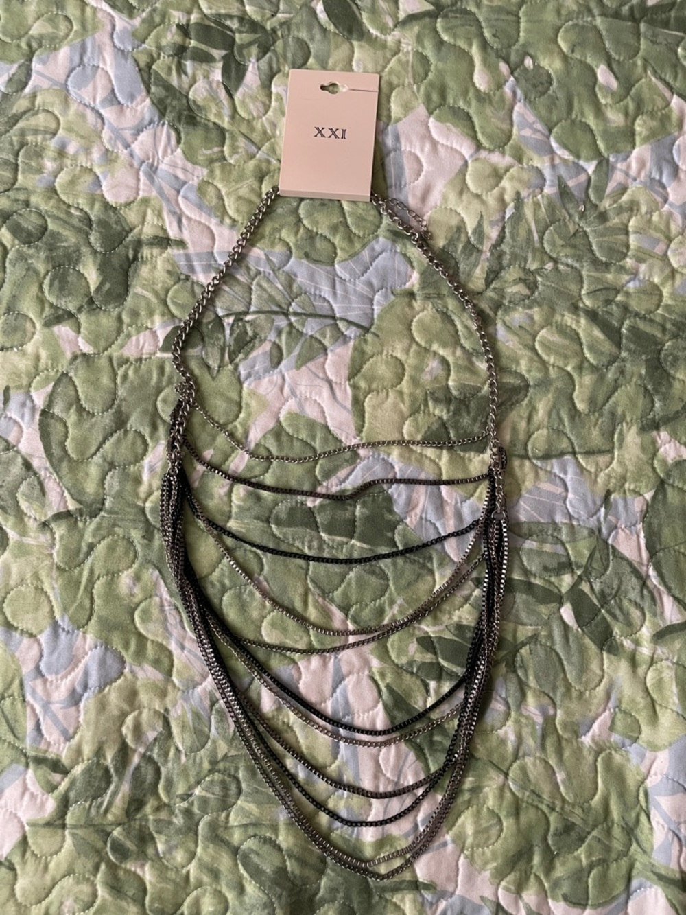 Forever 21 Silver and Black Layered Chain Necklace